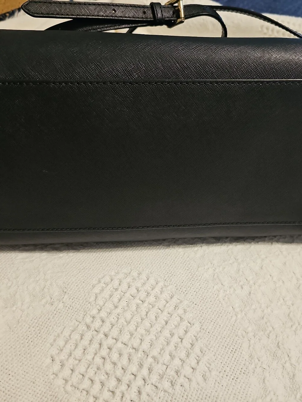 Michael Kors Black Leather Satchel with Gold Accents